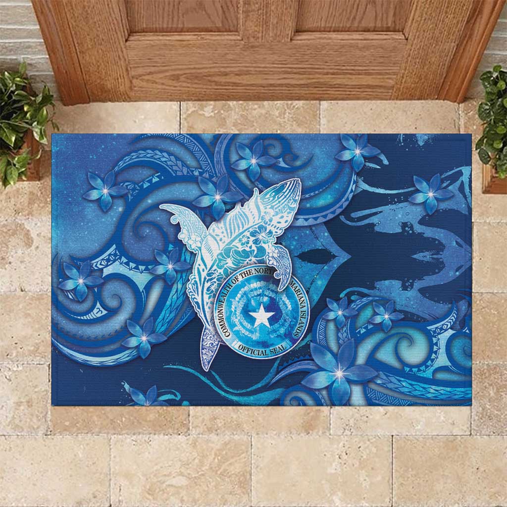 Northern Mariana Islands Rubber Doormat Galaxy Polynesian Shark Tattoo - Polynesian Pride
