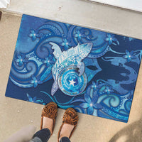 Northern Mariana Islands Rubber Doormat Galaxy Polynesian Shark Tattoo - Polynesian Pride