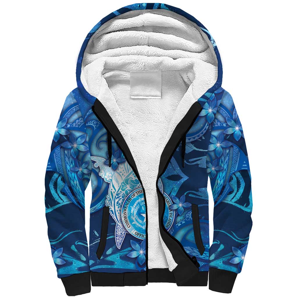 Personalised Northern Mariana Islands Sherpa Hoodie Galaxy Polynesian Shark Tattoo DT05 Unisex Blue - Polynesian Pride