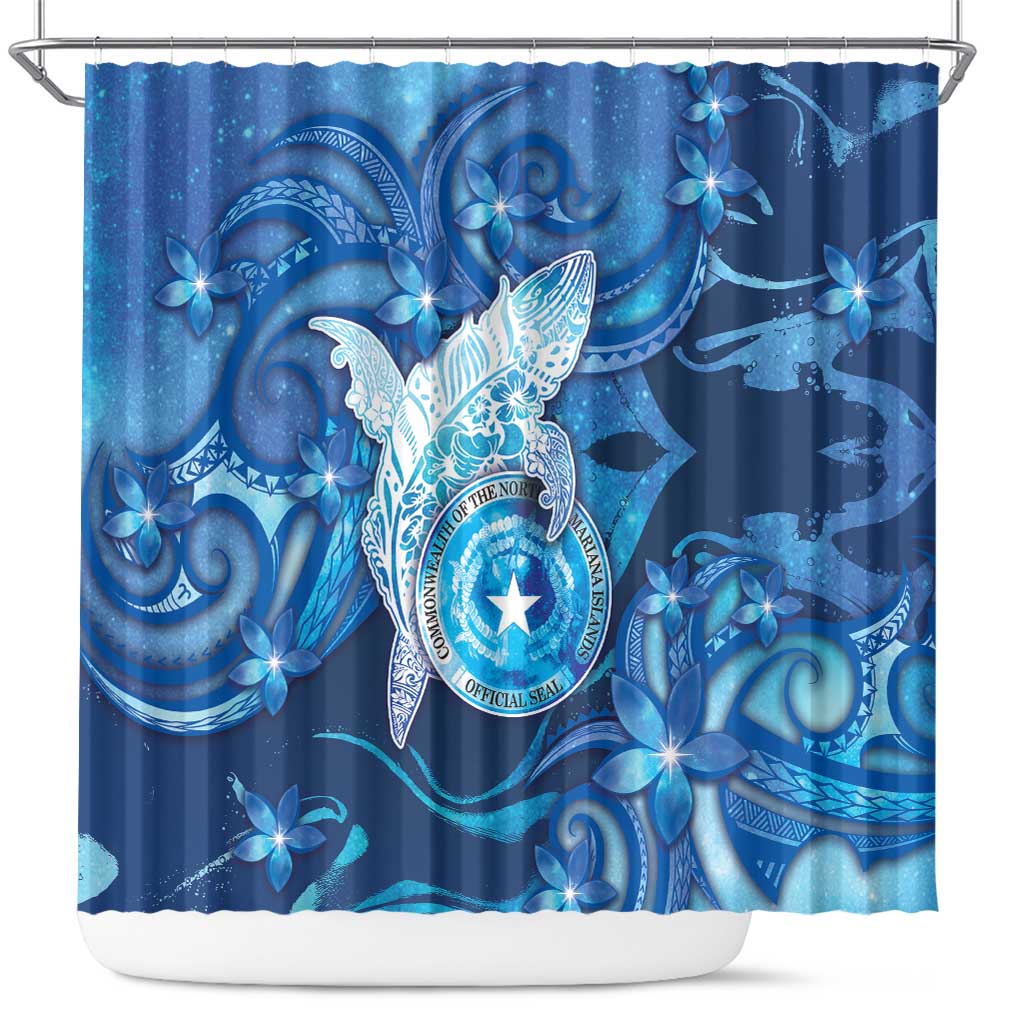 Northern Mariana Islands Shower Curtain Galaxy Polynesian Shark Tattoo - Polynesian Pride