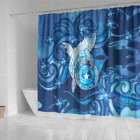 Northern Mariana Islands Shower Curtain Galaxy Polynesian Shark Tattoo - Polynesian Pride