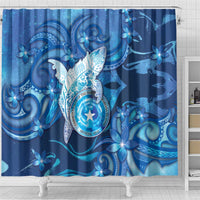 Northern Mariana Islands Shower Curtain Galaxy Polynesian Shark Tattoo - Polynesian Pride