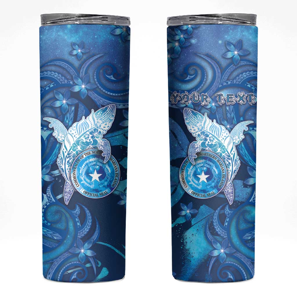 Personalised Northern Mariana Islands Skinny Tumbler Galaxy Polynesian Shark Tattoo - Polynesian Pride