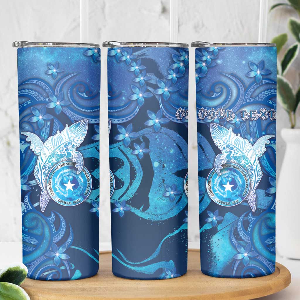 Personalised Northern Mariana Islands Skinny Tumbler Galaxy Polynesian Shark Tattoo - Polynesian Pride