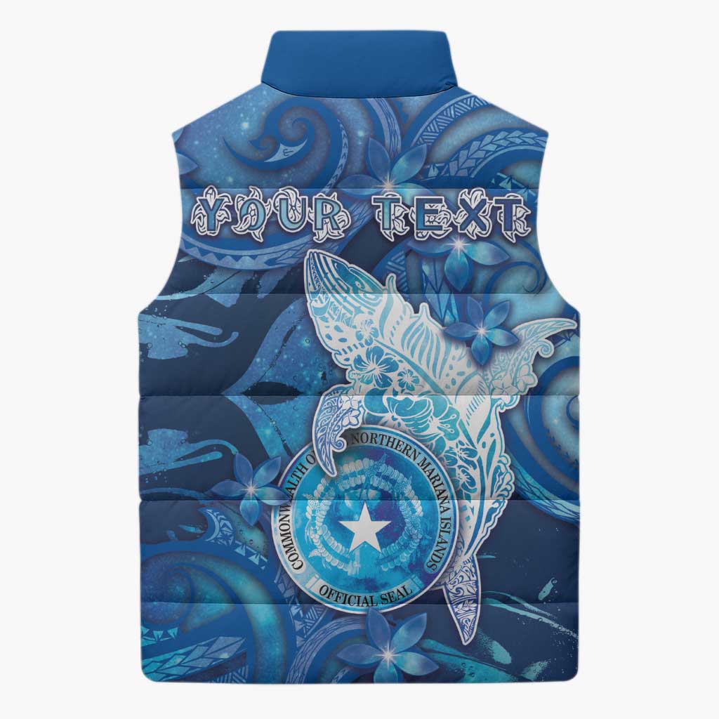 Personalised Northern Mariana Islands Sleeveless Puffer Jacket Galaxy Polynesian Shark Tattoo - Polynesian Pride
