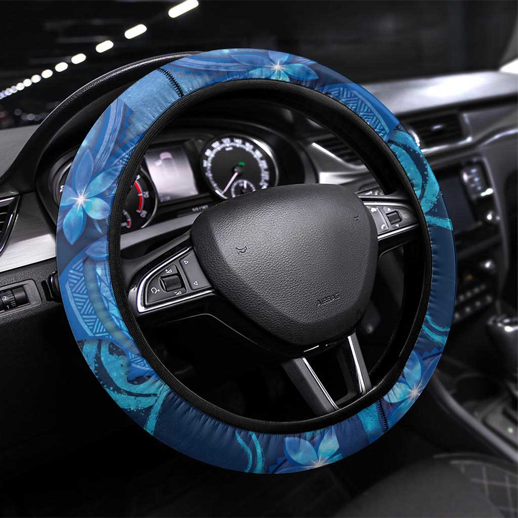 Northern Mariana Islands Steering Wheel Cover Galaxy Polynesian Shark Tattoo - Polynesian Pride