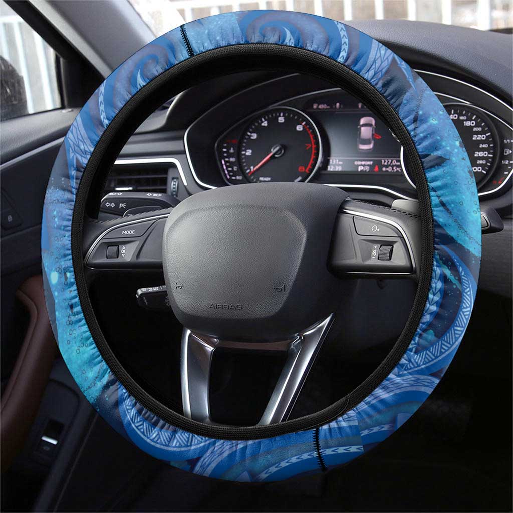 Northern Mariana Islands Steering Wheel Cover Galaxy Polynesian Shark Tattoo - Polynesian Pride