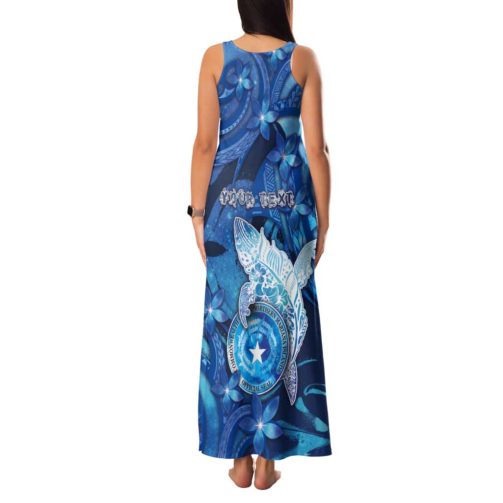 Personalised Northern Mariana Islands Tank Maxi Dress Galaxy Polynesian Shark Tattoo - Polynesian Pride