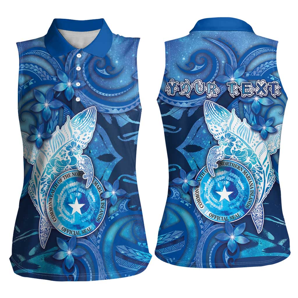 Personalised Northern Mariana Islands Women Sleeveless Polo Shirt Galaxy Polynesian Shark Tattoo - Polynesian Pride