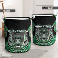 Aotearoa Whakatohea Laundry Basket Maori Tribal Green Abalone Paua Shell Pattern DT05 - Polynesian Pride