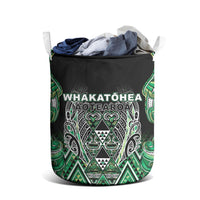 Aotearoa Whakatohea Laundry Basket Maori Tribal Green Abalone Paua Shell Pattern DT05 - Polynesian Pride