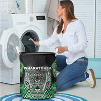 Aotearoa Whakatohea Laundry Basket Maori Tribal Green Abalone Paua Shell Pattern DT05 - Polynesian Pride