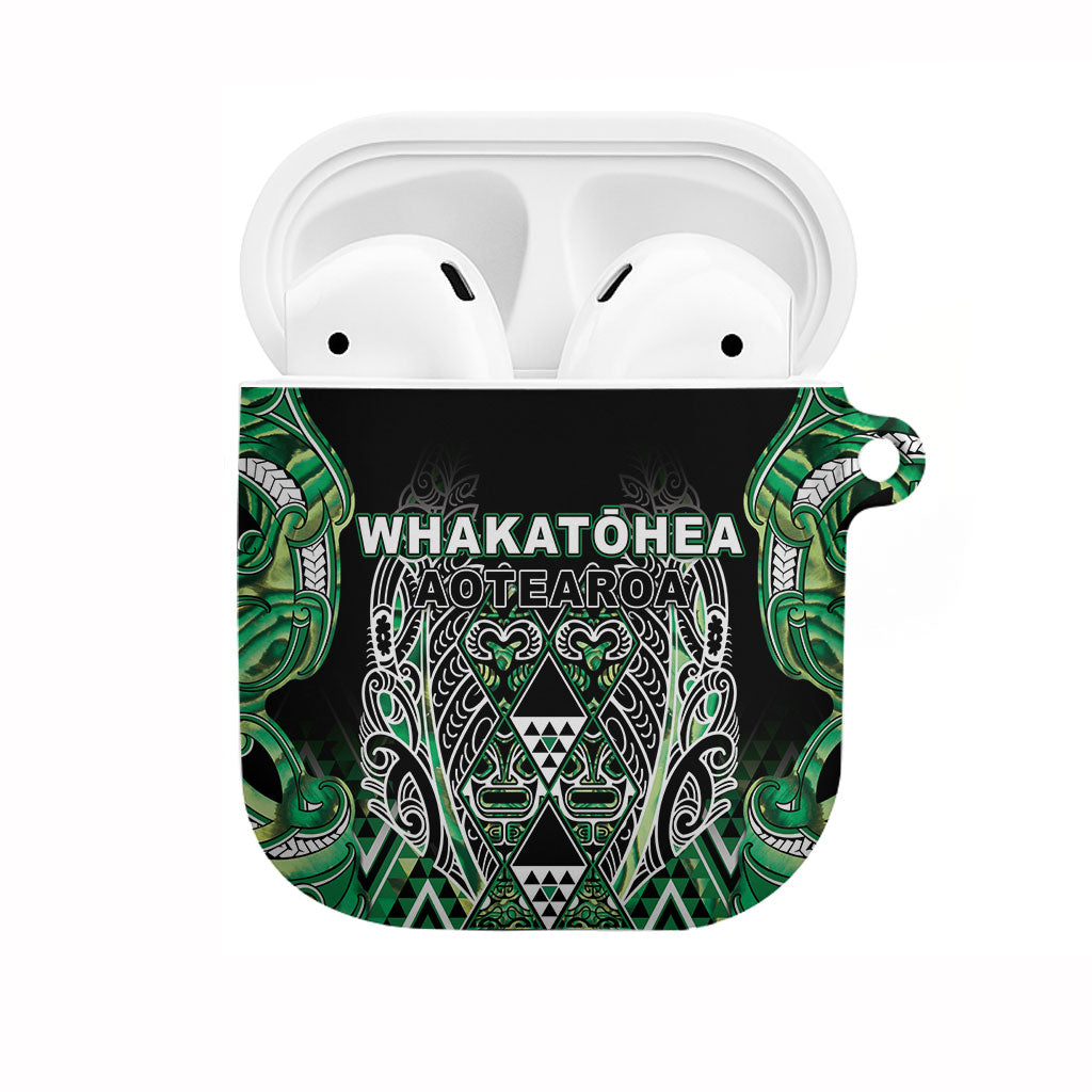 Aotearoa Whakatohea AirPods Case Maori Tribal Green Abalone Paua Shell Pattern