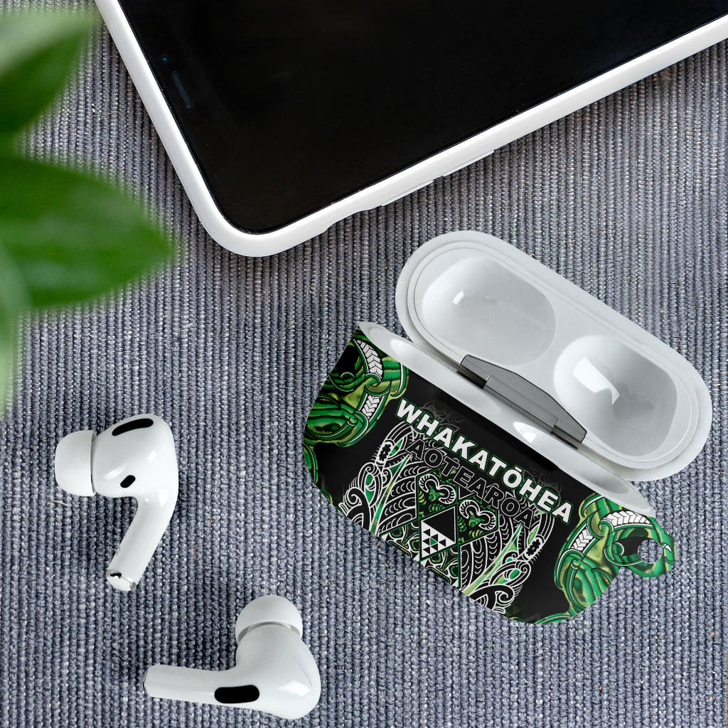 Aotearoa Whakatohea AirPods Case Maori Tribal Green Abalone Paua Shell Pattern DT05 - Polynesian Pride