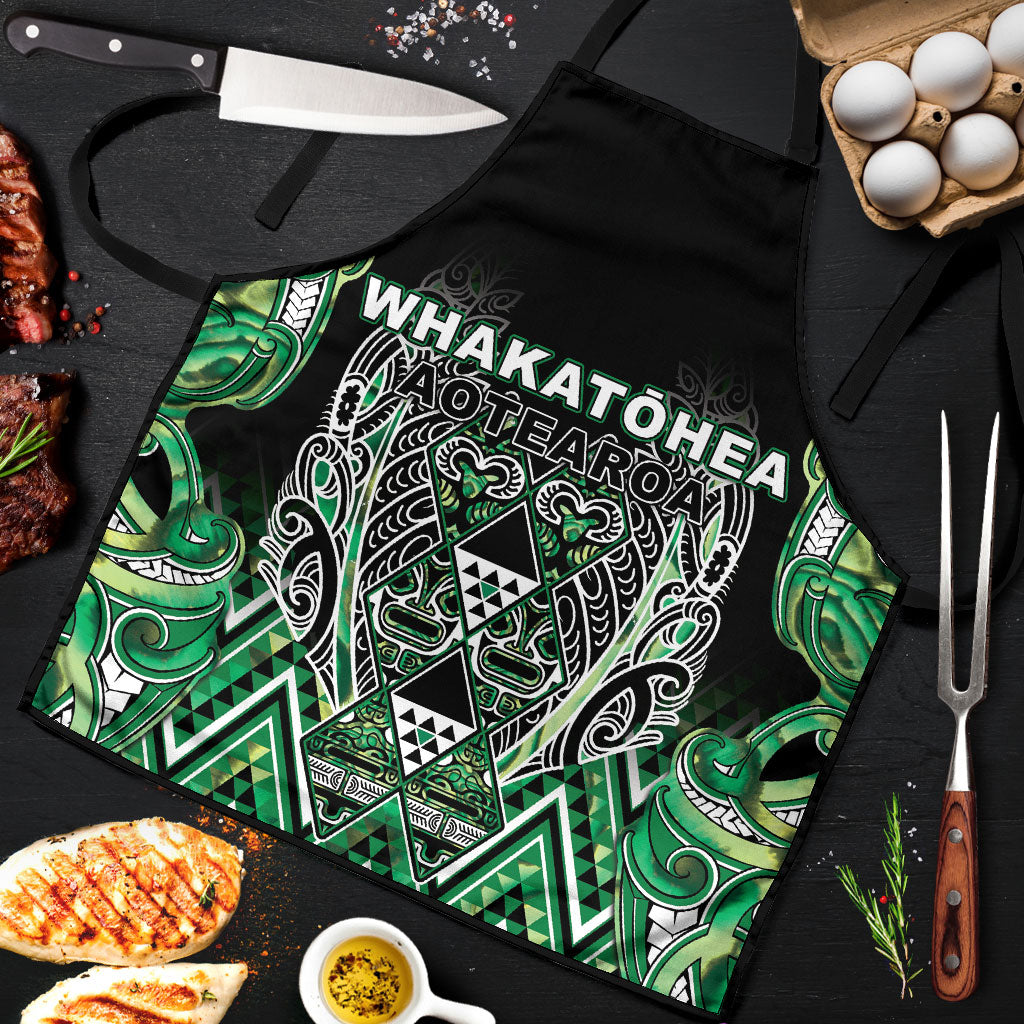 Aotearoa Whakatohea Apron Maori Tribal Green Abalone Paua Shell Pattern DT05 Green - Polynesian Pride
