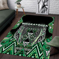 Aotearoa Whakatohea Area Rug Maori Tribal Green Abalone Paua Shell Pattern DT05 Green - Polynesian Pride