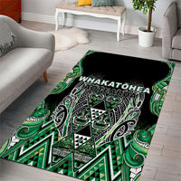Aotearoa Whakatohea Area Rug Maori Tribal Green Abalone Paua Shell Pattern DT05 - Polynesian Pride