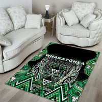 Aotearoa Whakatohea Area Rug Maori Tribal Green Abalone Paua Shell Pattern DT05 - Polynesian Pride