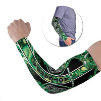 Aotearoa Whakatohea Arm Sleeves Maori Tribal Green Abalone Paua Shell Pattern DT05 Set of 2 Green - Polynesian Pride