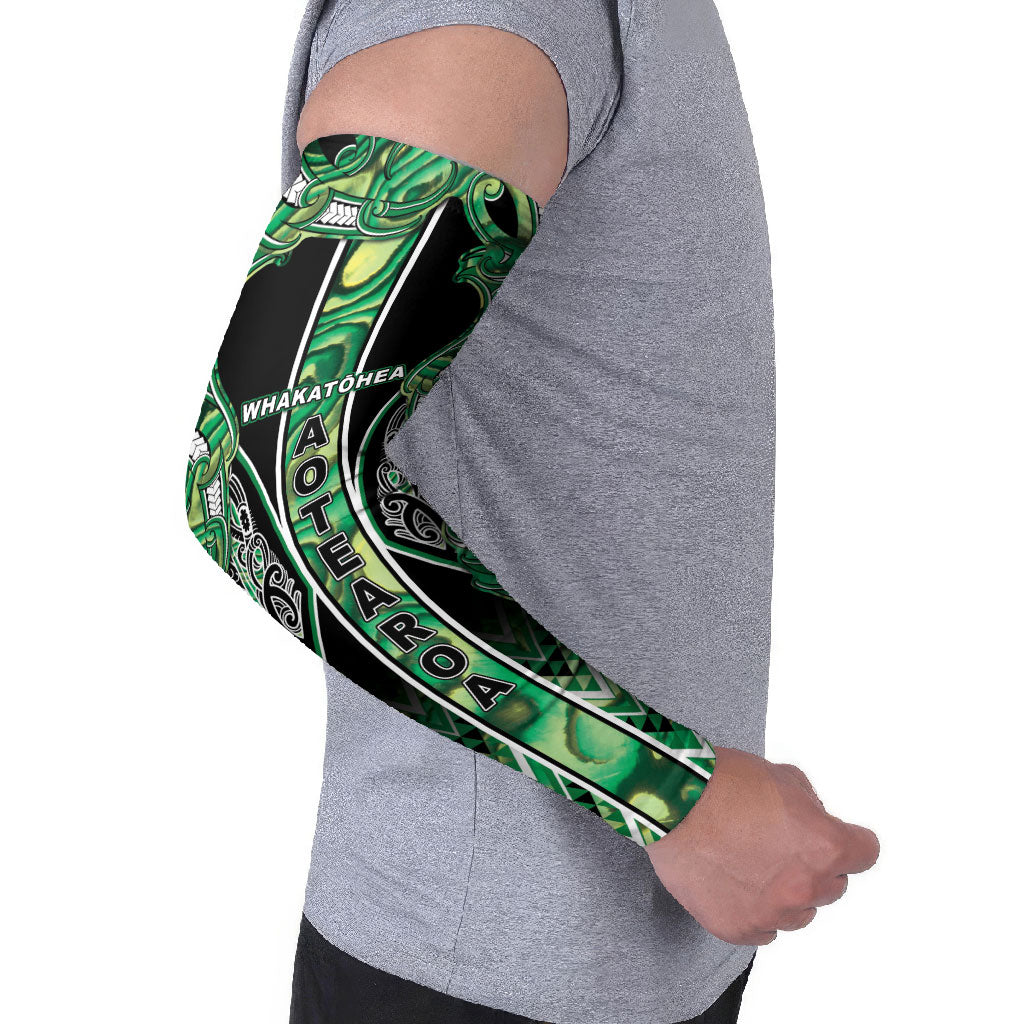Aotearoa Whakatohea Arm Sleeves Maori Tribal Green Abalone Paua Shell Pattern DT05 - Polynesian Pride