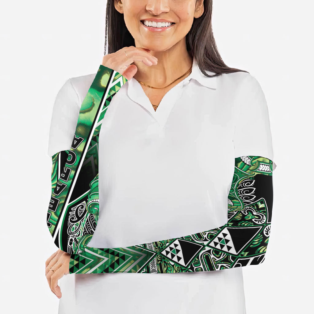Aotearoa Whakatohea Arm Sleeves Maori Tribal Green Abalone Paua Shell Pattern DT05 - Polynesian Pride