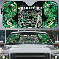 Aotearoa Whakatohea Auto Sun Shade Maori Tribal Green Abalone Paua Shell Pattern DT05 Green - Polynesian Pride