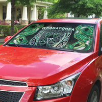 Aotearoa Whakatohea Auto Sun Shade Maori Tribal Green Abalone Paua Shell Pattern DT05 - Polynesian Pride