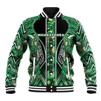 Aotearoa Whakatohea Baseball Jacket Maori Tribal Green Abalone Paua Shell Pattern DT05 Unisex Green - Polynesian Pride