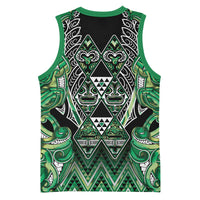 Aotearoa Whakatohea Basketball Jersey Maori Tribal Green Abalone Paua Shell Pattern DT05 - Polynesian Pride