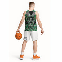 Aotearoa Whakatohea Basketball Jersey Maori Tribal Green Abalone Paua Shell Pattern DT05 - Polynesian Pride