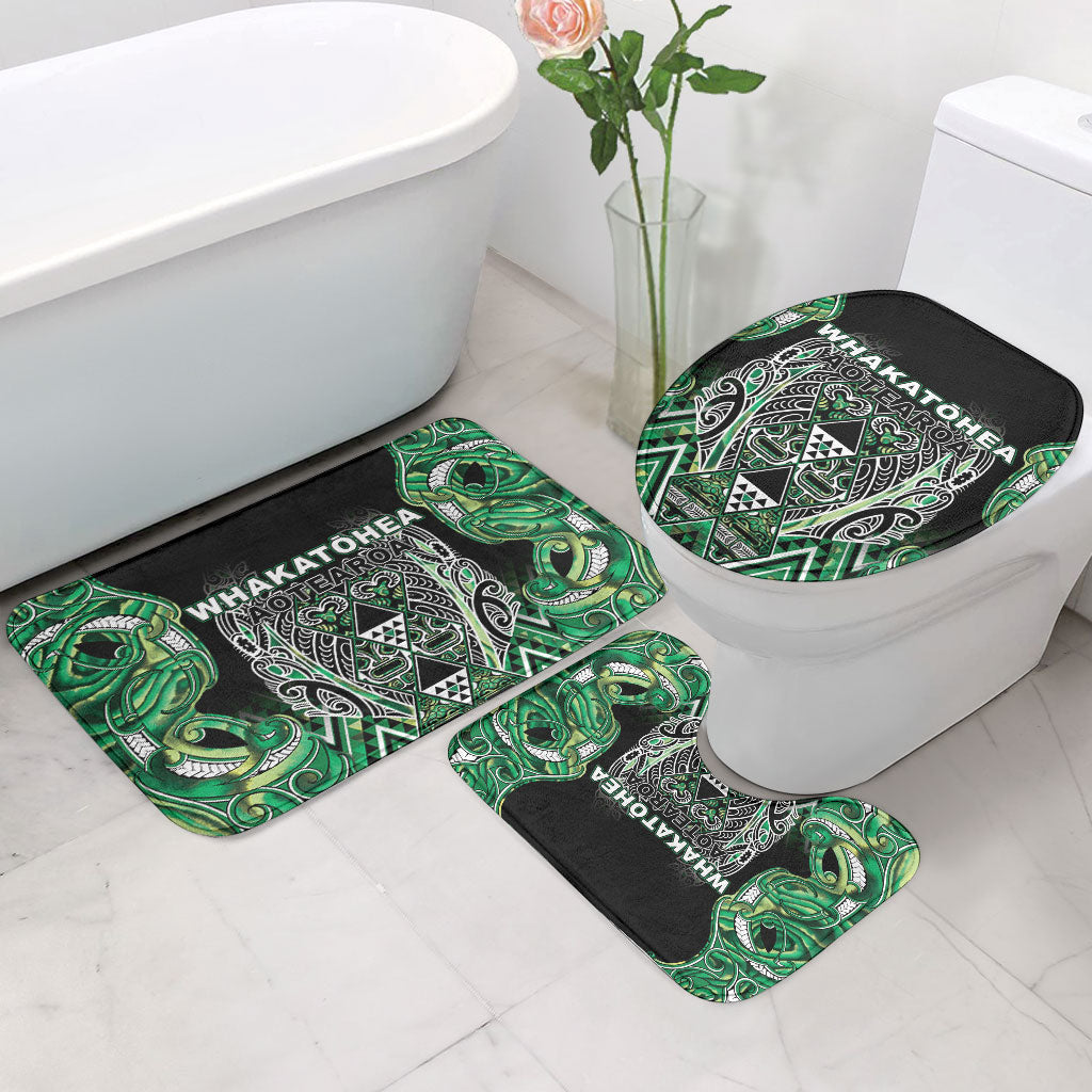 Aotearoa Whakatohea Bathroom Set Maori Tribal Green Abalone Paua Shell Pattern DT05 - Polynesian Pride