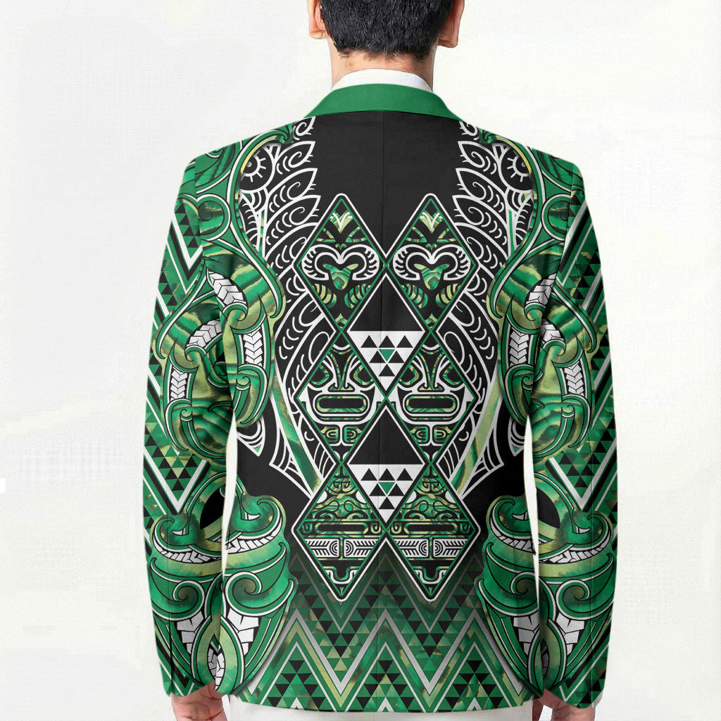 Aotearoa Whakatohea Blazer Maori Tribal Green Abalone Paua Shell Pattern DT05 - Polynesian Pride