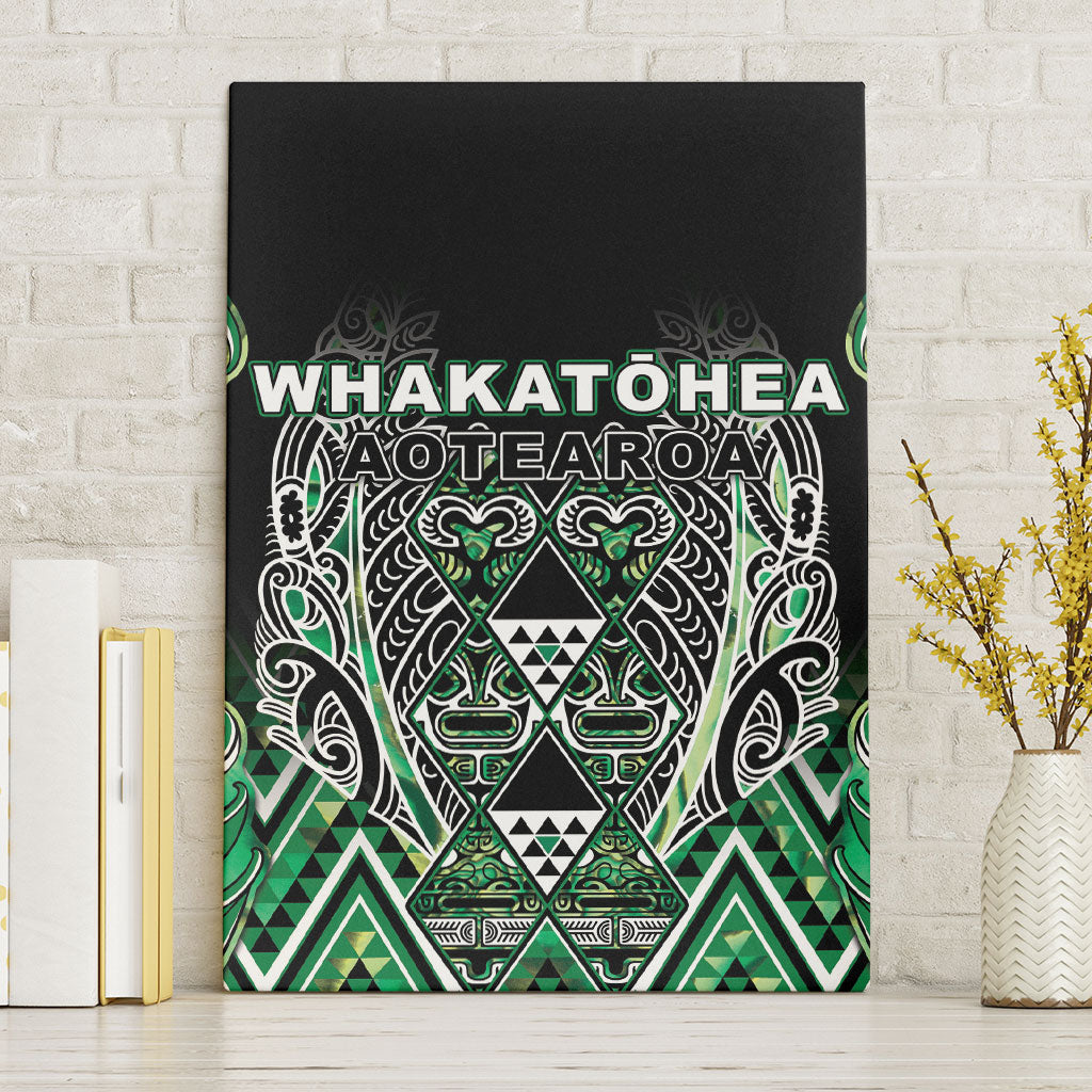 Aotearoa Whakatohea Canvas Wall Art Maori Tribal Green Abalone Paua Shell Pattern