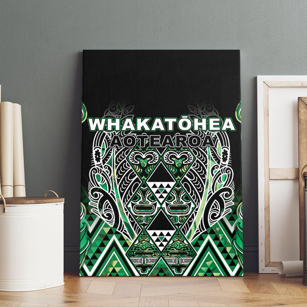 Aotearoa Whakatohea Canvas Wall Art Maori Tribal Green Abalone Paua Shell Pattern DT05 - Polynesian Pride