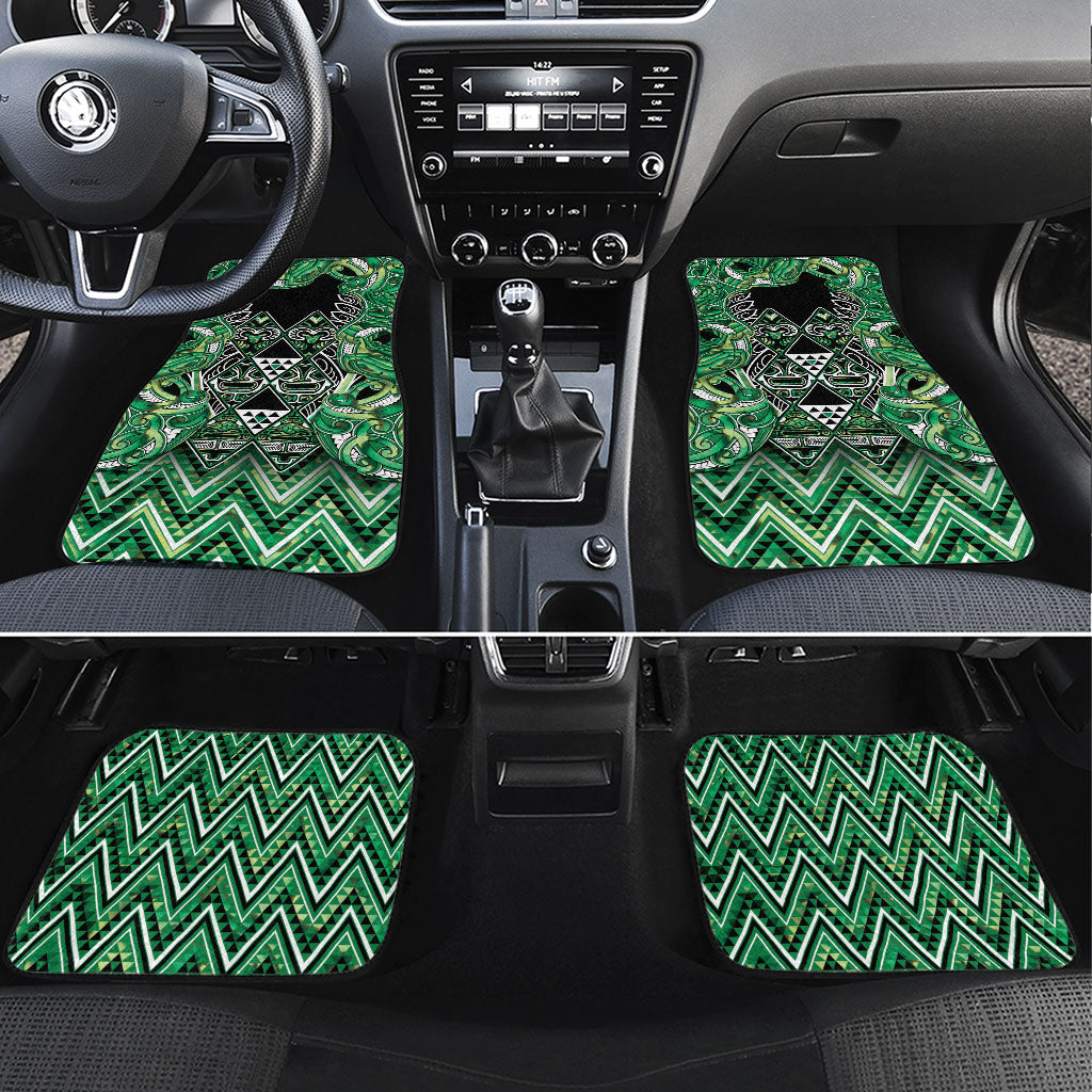 Aotearoa Whakatohea Car Mats Maori Tribal Green Abalone Paua Shell Pattern DT05 Set 4pcs Green - Polynesian Pride