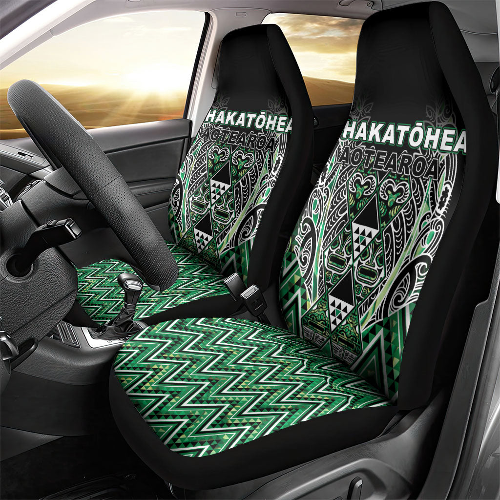 Aotearoa Whakatohea Car Seat Cover Maori Tribal Green Abalone Paua Shell Pattern DT05 - Polynesian Pride