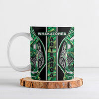 Aotearoa Whakatohea Ceramic Mug Maori Tribal Green Abalone Paua Shell Pattern DT05 Green - Polynesian Pride