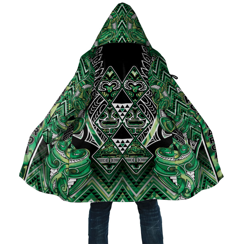 Aotearoa Whakatohea Cloak Maori Tribal Green Abalone Paua Shell Pattern DT05 Unisex Green - Polynesian Pride