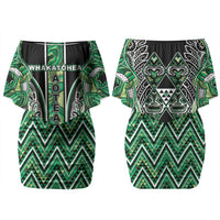 Aotearoa Whakatohea Couples Matching Off Shoulder Short Dress and Hawaiian Shirt Maori Tribal Green Abalone Paua Shell Pattern DT05 - Polynesian Pride
