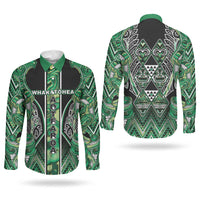 Aotearoa Whakatohea Couples Matching Summer Maxi Dress and Long Sleeve Button Shirt Maori Tribal Green Abalone Paua Shell Pattern DT05 - Polynesian Pride