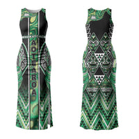 Aotearoa Whakatohea Couples Matching Tank Maxi Dress and Hawaiian Shirt Maori Tribal Green Abalone Paua Shell Pattern DT05 - Polynesian Pride
