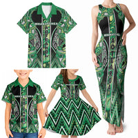 Aotearoa Whakatohea Family Matching Tank Maxi Dress and Hawaiian Shirt Maori Tribal Green Abalone Paua Shell Pattern DT05 - Polynesian Pride