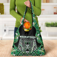 Aotearoa Whakatohea Grocery Bag Maori Tribal Green Abalone Paua Shell Pattern DT05 - Polynesian Pride