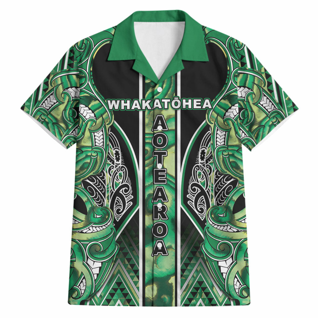 Aotearoa Whakatohea Hawaiian Shirt Maori Tribal Green Abalone Paua Shell Pattern DT05 Green - Polynesian Pride