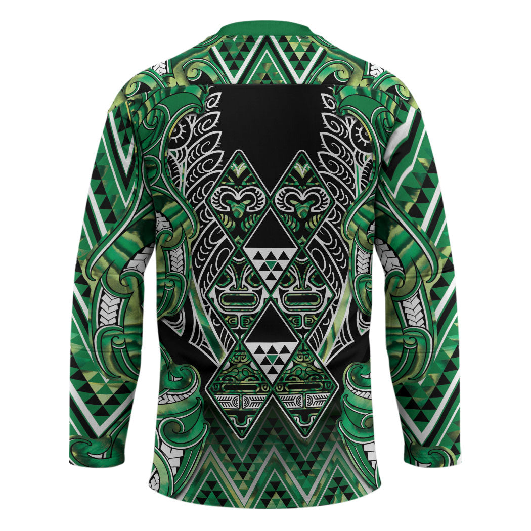Aotearoa Whakatohea Hockey Jersey Maori Tribal Green Abalone Paua Shell Pattern DT05 - Polynesian Pride