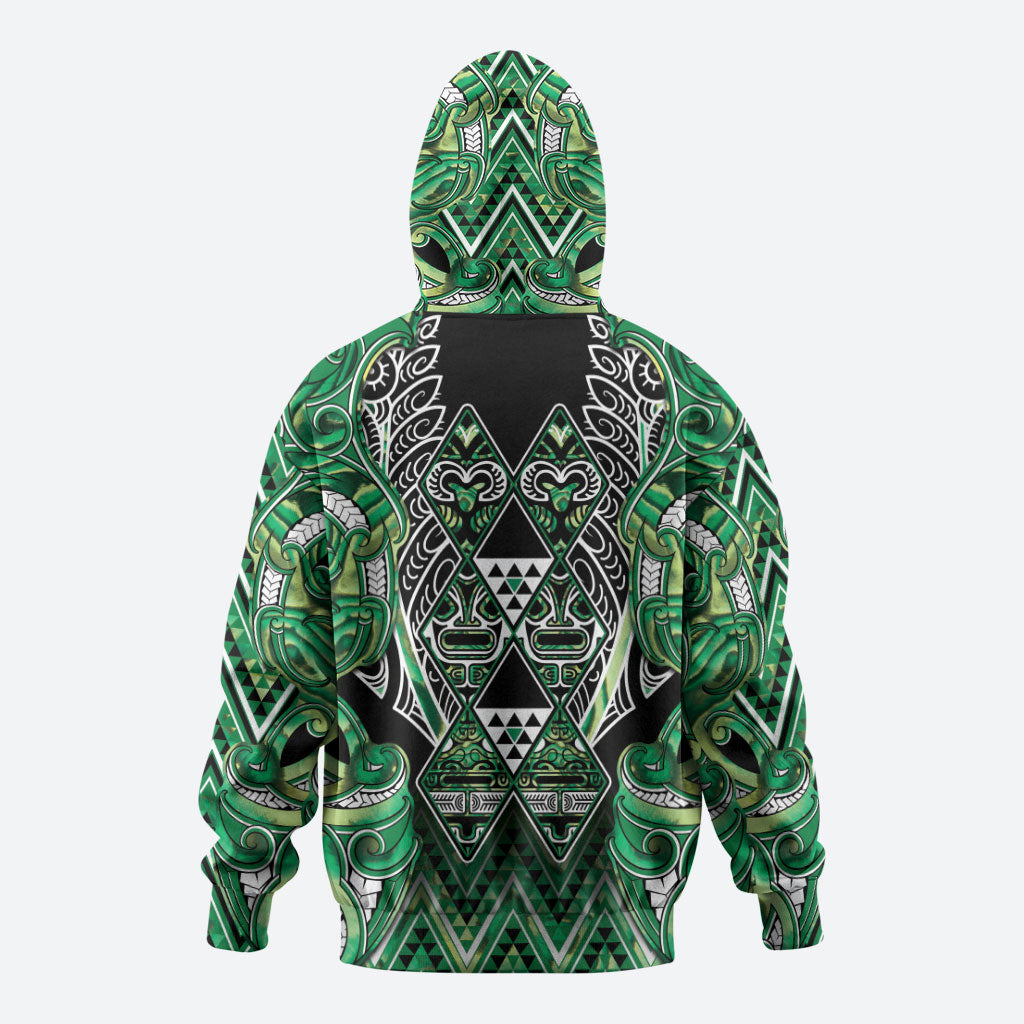 Aotearoa Whakatohea Hoodie Maori Tribal Green Abalone Paua Shell Pattern DT05 - Polynesian Pride