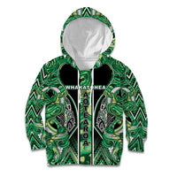 Aotearoa Whakatohea Kid Hoodie Maori Tribal Green Abalone Paua Shell Pattern DT05 Hoodie Green - Polynesian Pride