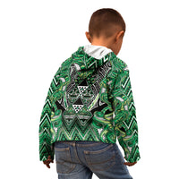 Aotearoa Whakatohea Kid Hoodie Maori Tribal Green Abalone Paua Shell Pattern DT05 - Polynesian Pride