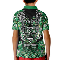 Aotearoa Whakatohea Kid Polo Shirt Maori Tribal Green Abalone Paua Shell Pattern DT05 - Polynesian Pride