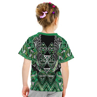 Aotearoa Whakatohea Kid T Shirt Maori Tribal Green Abalone Paua Shell Pattern DT05 - Polynesian Pride